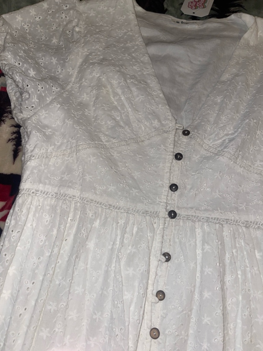The Fringe Pineapple White Eyelet Button-Front maxi Dress - Picture 2 of 7